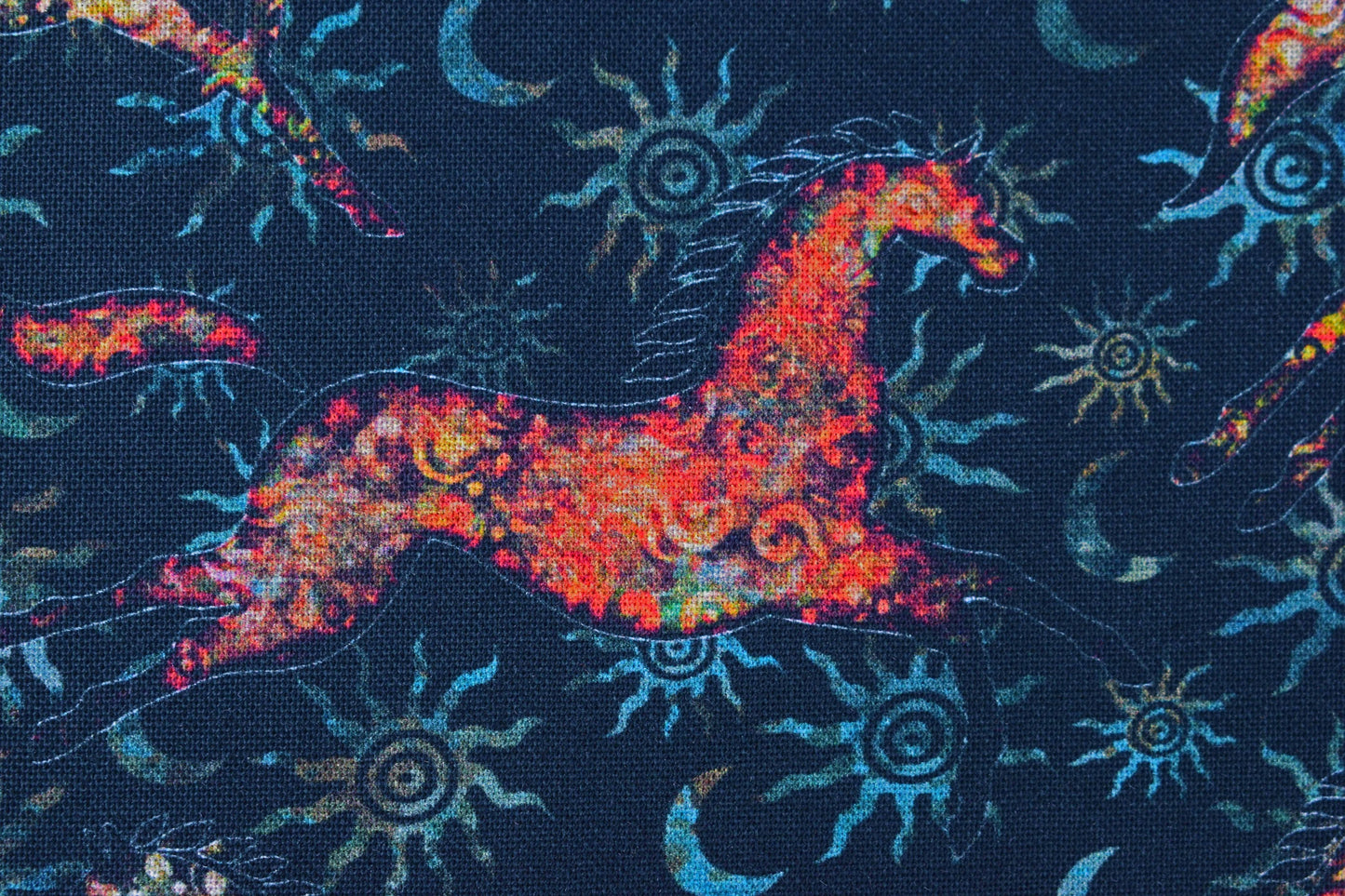 horse fabric, native american fabric, Quilting fabric, cotton fabric, quilting treasures, southwest art, Price by the Half Metre The Quilt Sanctuary