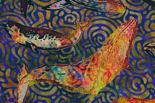 Whale Fabric, Quilting fabric, cotton fabric, sea creatures, Aquatica - Price by the Half Metre The Quilt Sanctuary