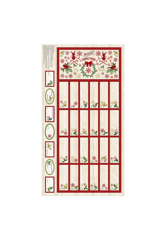 Merry Christmas fabric advent calendar panel, reusable advent calendar The Quilt Sanctuary