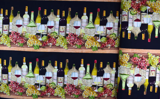 Wine Tasting Fabric, Quilting fabric, cotton fabric - Price by the Half Metre The Quilt Sanctuary