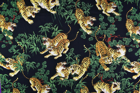 Tiger fabric, oriental cotton quilting fabric, Imperial collection Robert Kaufman - Price by the Half Metre The Quilt Sanctuary