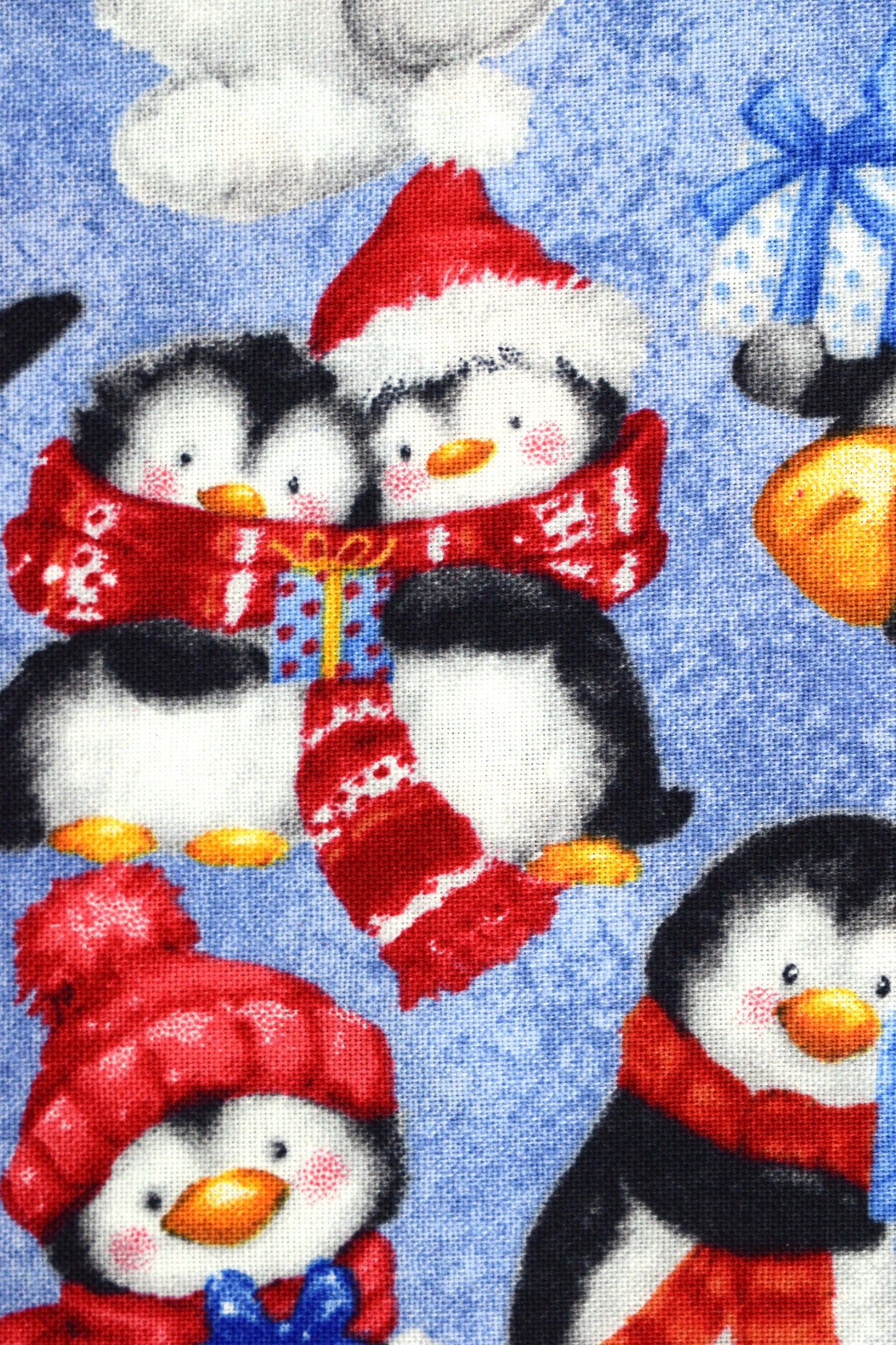 Penguin Christmas fabric, cotton quilting fabric, snow what fun - Price by the Half Metre The Quilt Sanctuary