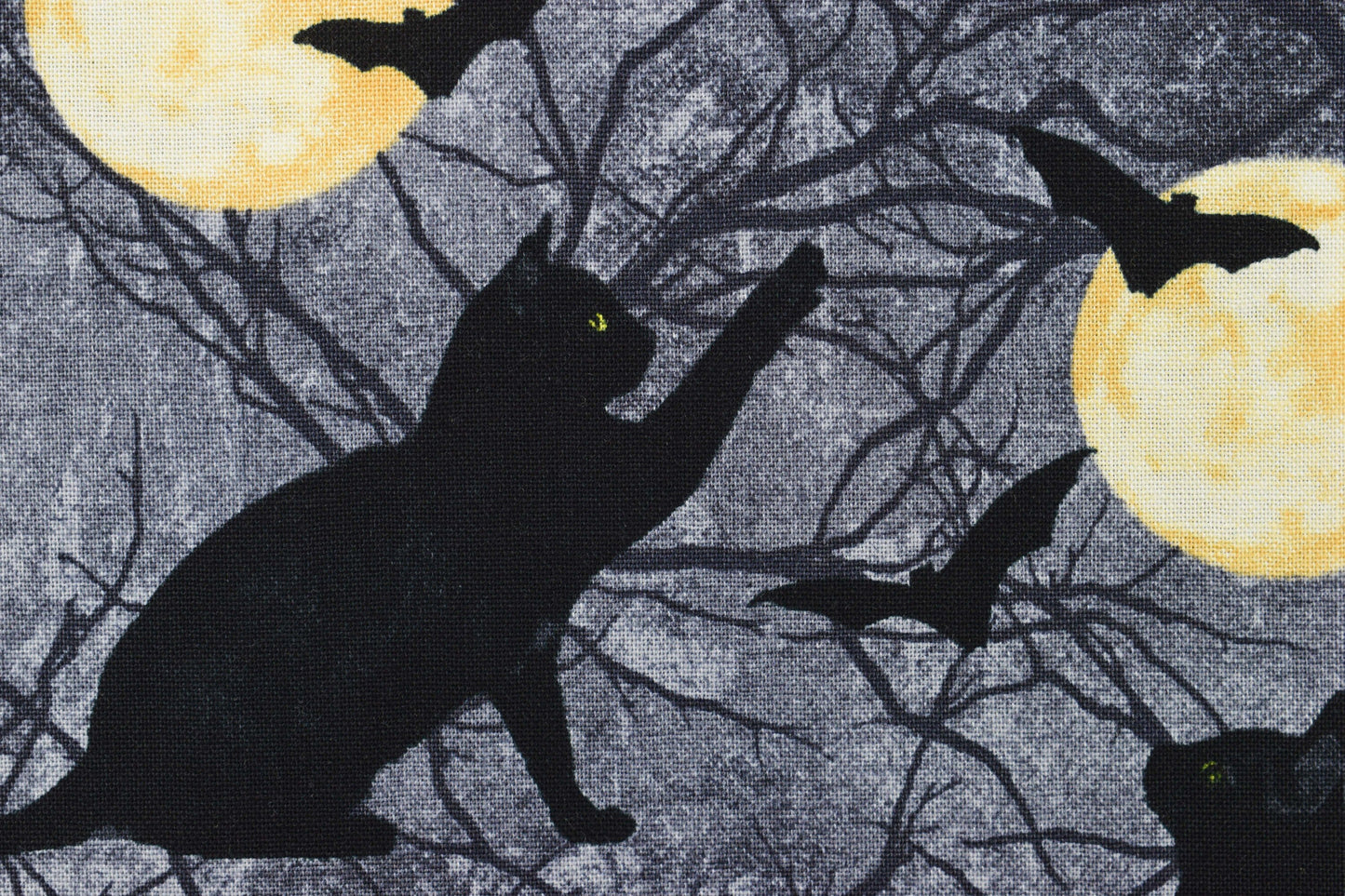 Black cat fabric, Halloween fabric, Gothic horror fabric, Quilting fabric, cotton fabric, Black Cat Capers - Price per half Metre The Quilt Sanctuary