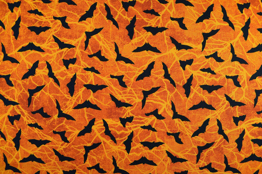 Bat fabric, Halloween fabric, Gothic horror fabric, Quilting fabric, cotton fabric, Black Cat Capers - Price per half Metre The Quilt Sanctuary