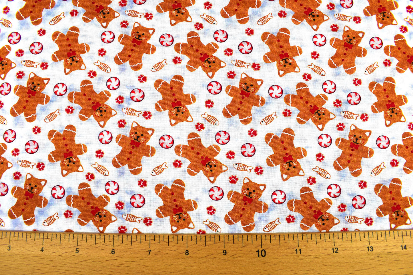 Gingerbread Kittens fabric, Kitten Christmas, cotton quilting fabric - Price by the Half Metre The Quilt Sanctuary