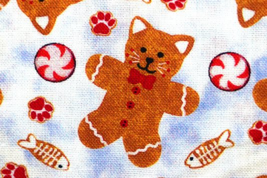 Gingerbread Kittens fabric, Kitten Christmas, cotton quilting fabric - Price by the Half Metre The Quilt Sanctuary