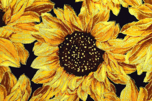 Sunflower fabric, Cotton Quilting fabric, Harvest - Price by the Half Metre The Quilt Sanctuary