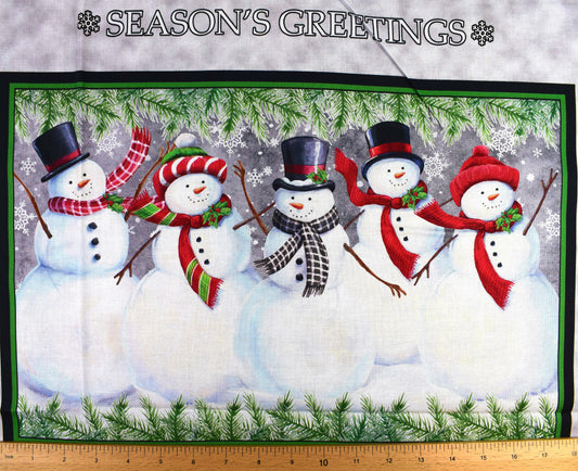 Christmas Picture Patch fabric panel, Snowman panel, cotton Quilting panel The Quilt Sanctuary
