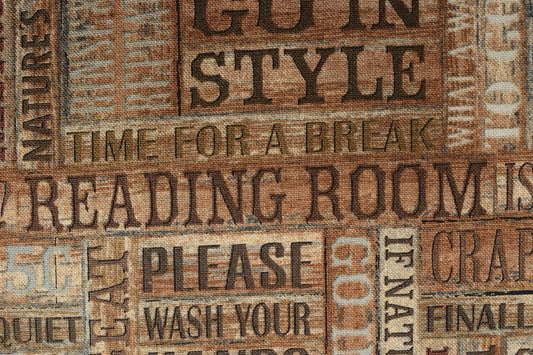 Reading Room fabric, Toilet humour fabric, Natures calling, Price by the Half Metre The Quilt Sanctuary