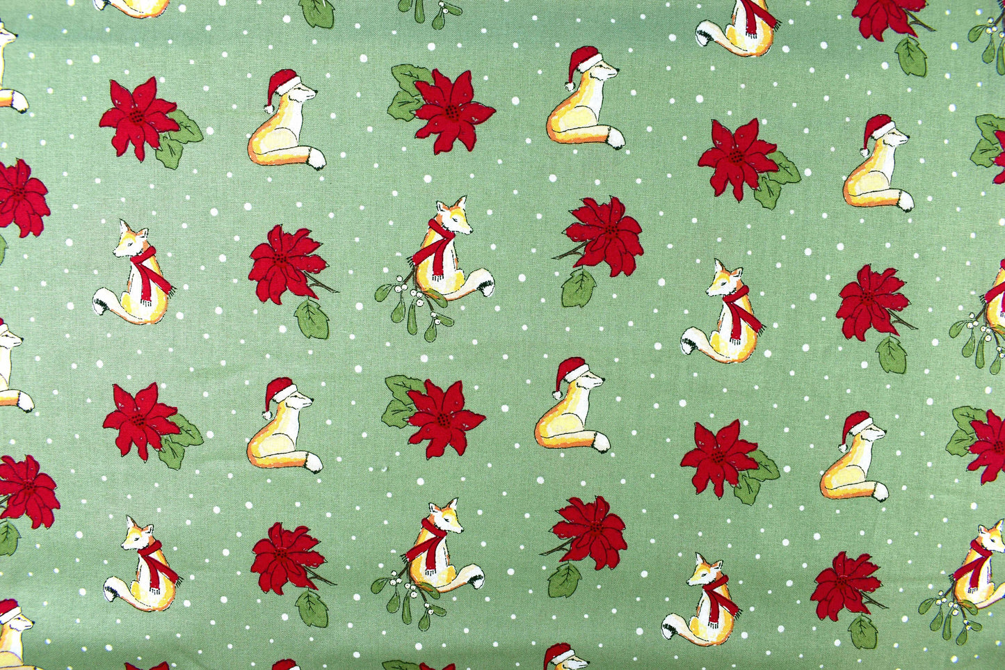 Fox Christmas fabric - Christmas Critters by Debbie Shore - Price by the Half Metre The Quilt Sanctuary