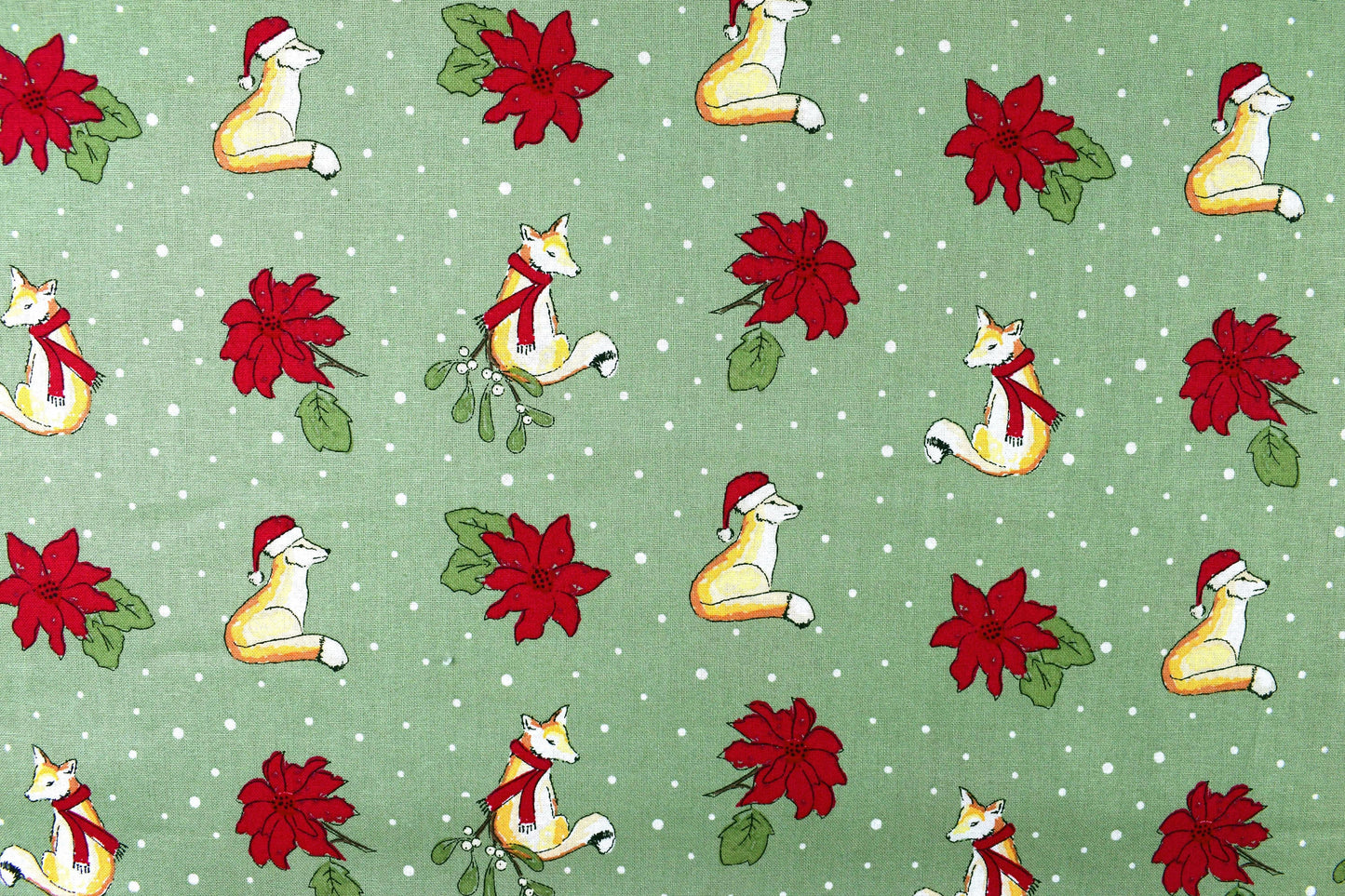 Fox Christmas fabric - Christmas Critters by Debbie Shore - Price by the Half Metre The Quilt Sanctuary