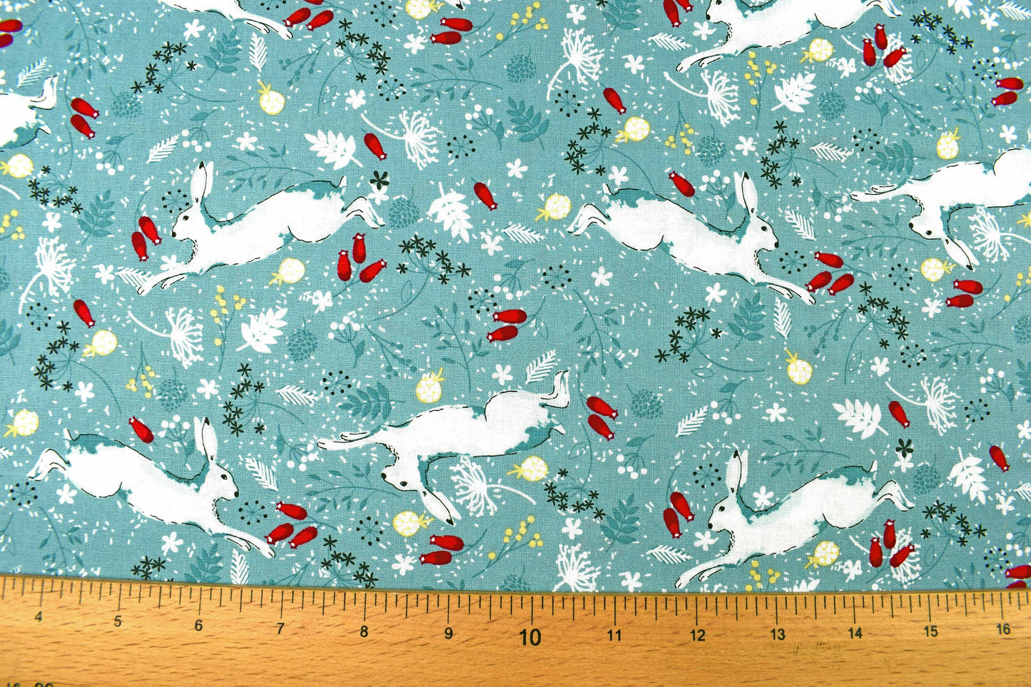 Christmas Hare fabric, Christmas quilting fabric - Price by the Half Metre The Quilt Sanctuary