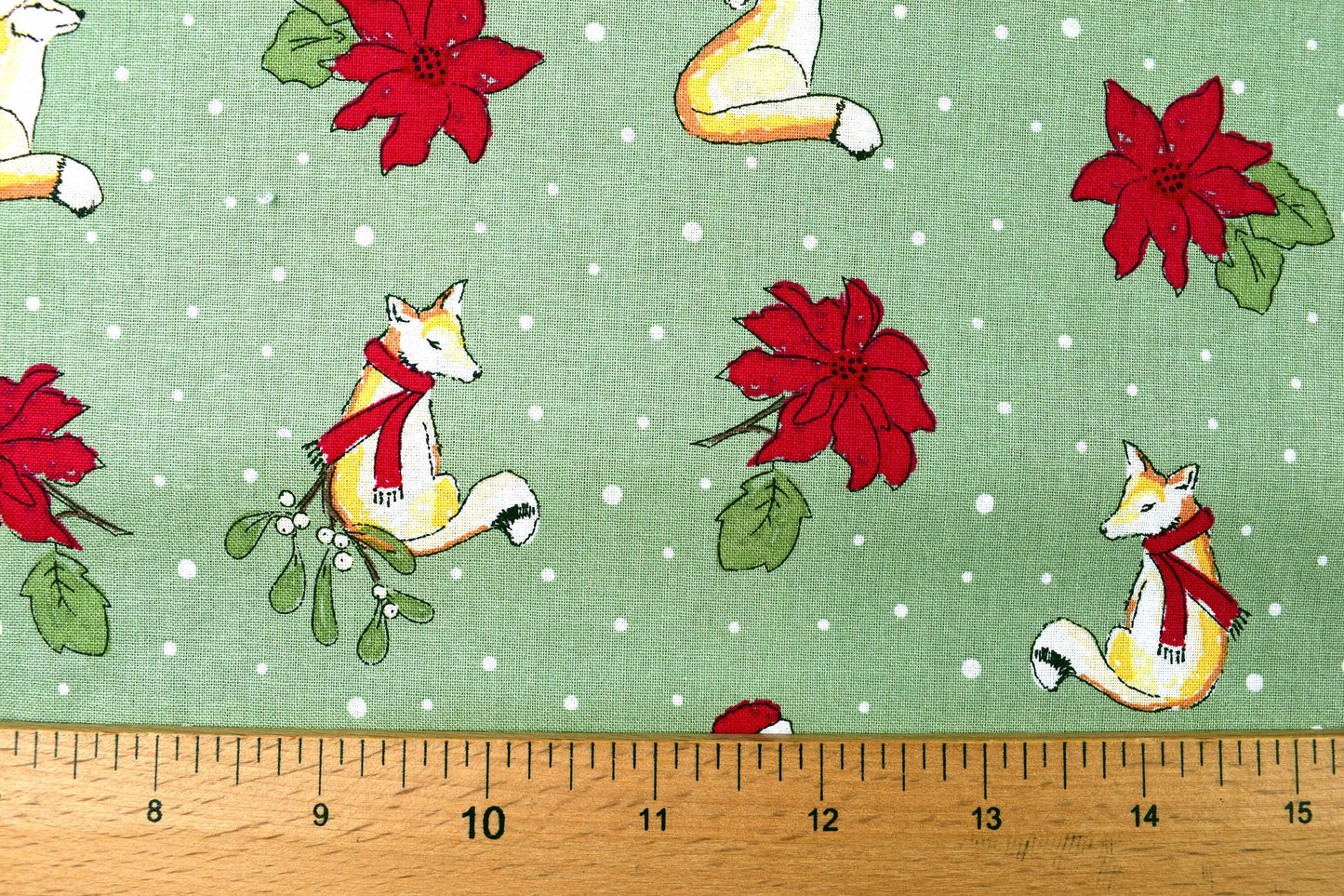 Fox Christmas fabric - Christmas Critters by Debbie Shore - Price by the Half Metre The Quilt Sanctuary