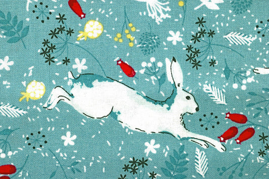 Christmas Hare fabric, Christmas quilting fabric - Price by the Half Metre The Quilt Sanctuary