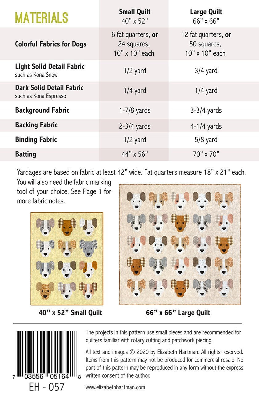 Puppies Quilting pattern by Elizabeth Hartman - PATTERN ONLY The Quilt Sanctuary