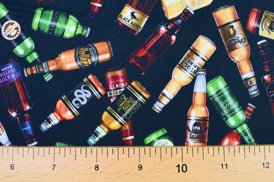Beer Bottle fabric, Quilting fabric, cotton fabric, quilting treasures, On Tap - Price by the Half Metre The Quilt Sanctuary