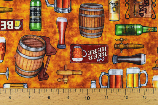Beer fabric, Bar fabric, Quilting fabric, cotton fabric, quilting treasures, On Tap - Price by the Half Metre The Quilt Sanctuary