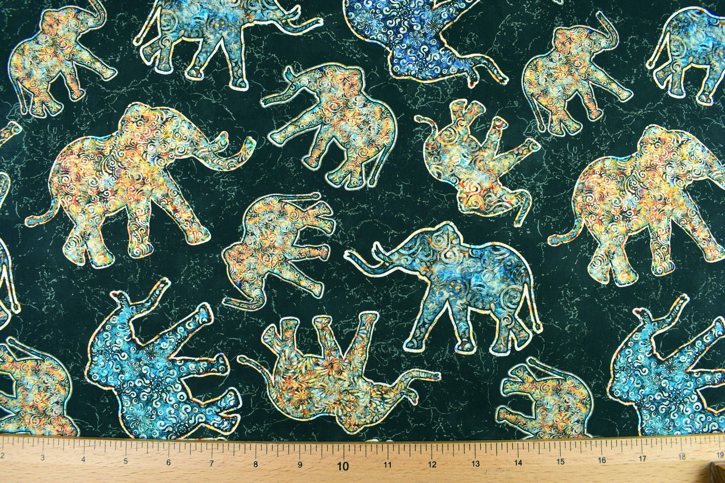 Elephant fabric, boho Quilting fabric, cotton fabric, quilting treasures, Savannah, Price by the Half Metre The Quilt Sanctuary