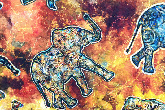 Burnt Orange Elephant fabric, Quilting fabric, cotton fabric, Quilting Treasures, Savannah, Price by the Half Metre The Quilt Sanctuary