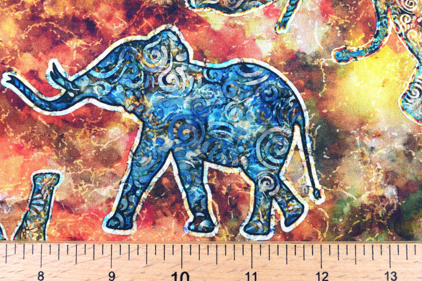 Burnt Orange Elephant fabric, Quilting fabric, cotton fabric, Quilting Treasures, Savannah, Price by the Half Metre The Quilt Sanctuary