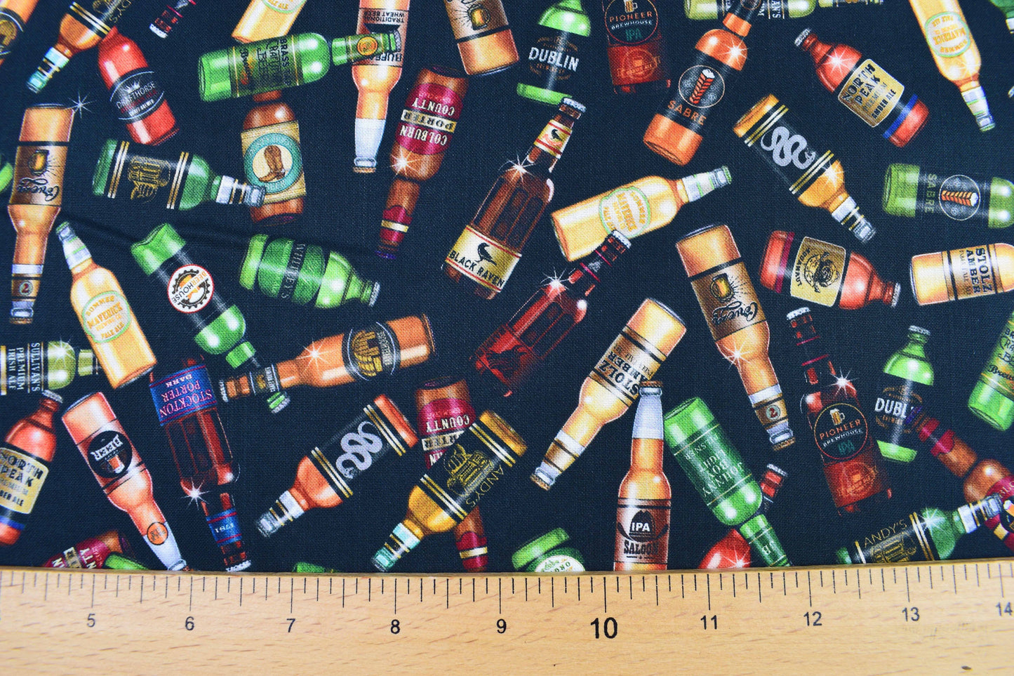 Beer Bottle fabric, Quilting fabric, cotton fabric, quilting treasures, On Tap - Price by the Half Metre The Quilt Sanctuary