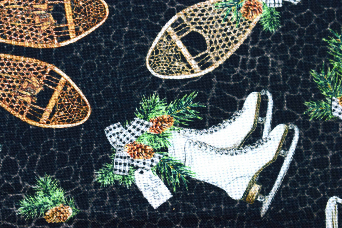 Ice Skating Fabric, Traditional Christmas fabric, quilting fabric, Alpine Winter, Price by the Half Metre The Quilt Sanctuary