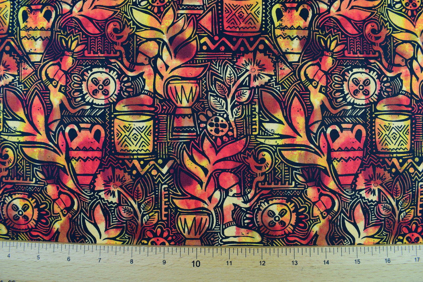 burnt orange African scenes fabric, Dreaming of Africa, Quilting fabric, cotton fabric - Price by the Half Metre The Quilt Sanctuary