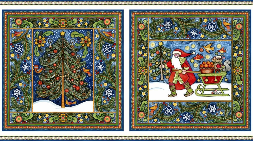 Christmas Quilting panel, Quilting fabric, Christmas wall hanging, Christmas tree panel The Quilt Sanctuary