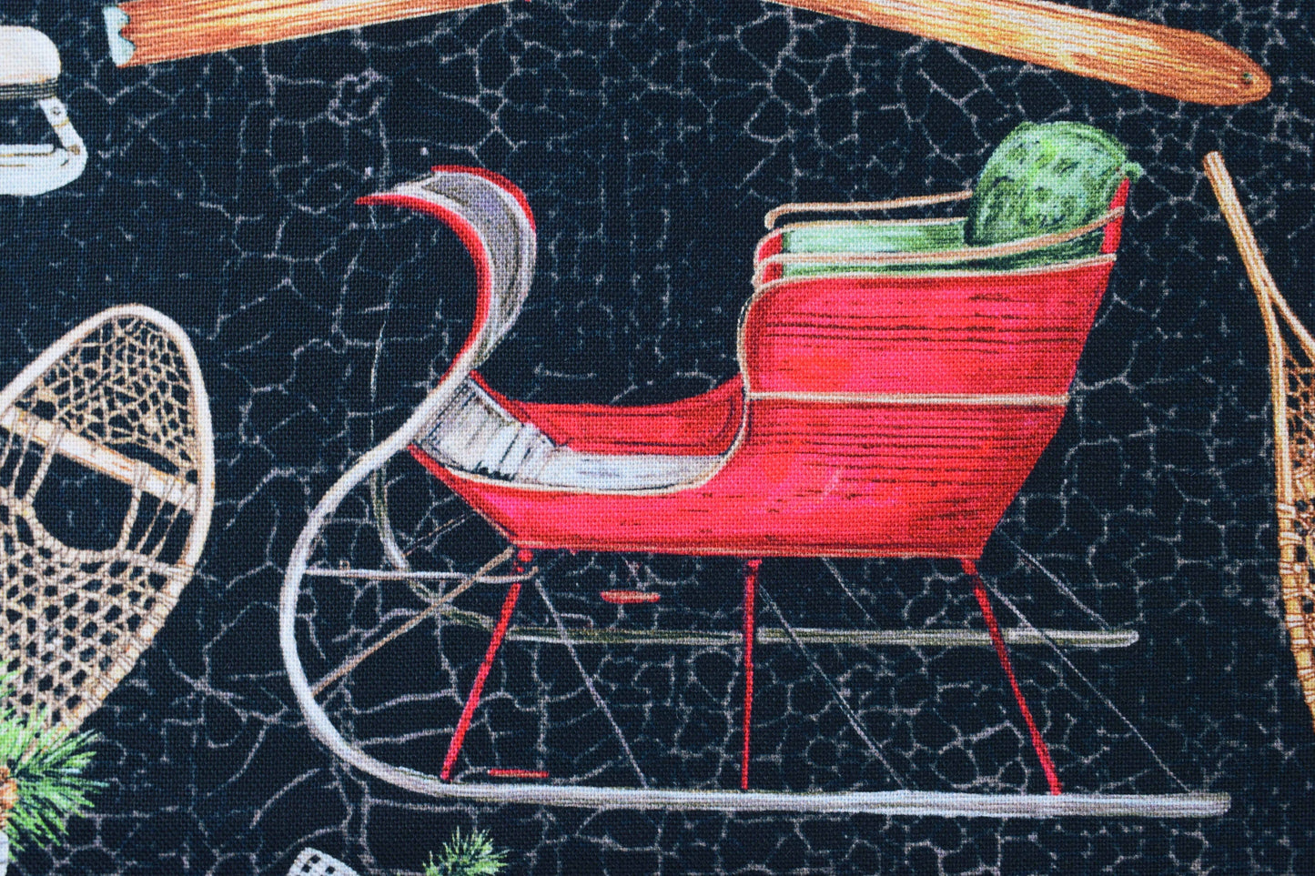 Winter Sport Fabric, Traditional Christmas fabric, quilting fabric, Alpine Winter, Price by the Half Metre The Quilt Sanctuary