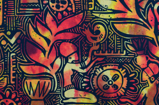 burnt orange African scenes fabric, Dreaming of Africa, Quilting fabric, cotton fabric - Price by the Half Metre The Quilt Sanctuary