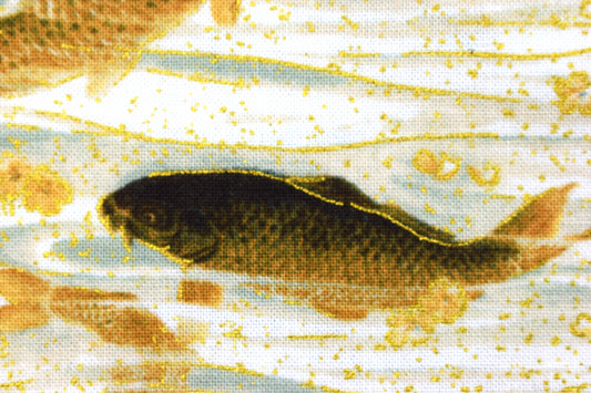 metallic Koi fabric, koi pond, Japanese fabric, Quilting fabric, cotton fabric - Price by the Half Metre The Quilt Sanctuary