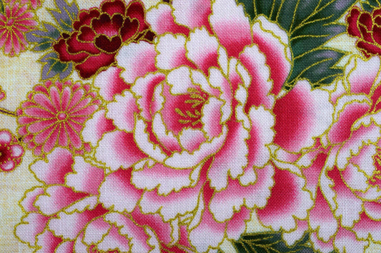 Large Japanese floral quilting fabric, Cotton Fabric, Imperial Collection, Price by the Half Metre The Quilt Sanctuary