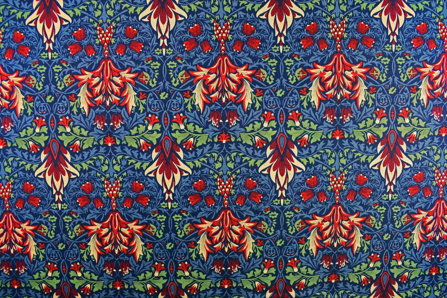William Morris snakeshead fabric, blue Quilting fabric, cotton fabric - Price by the Half Metre The Quilt Sanctuary