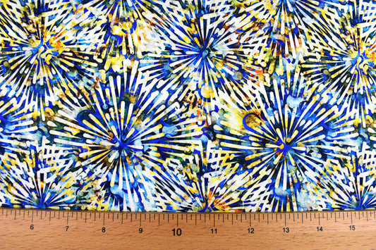 blue and gold batik fabric, Quilting fabric, cotton fabric, Quilting Treasures, Savannah, Price by the Half Metre The Quilt Sanctuary