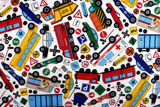 Vehicle Quilting Fabric, all around town, truck fabric, car fabric - Price by the Half Metre The Quilt Sanctuary