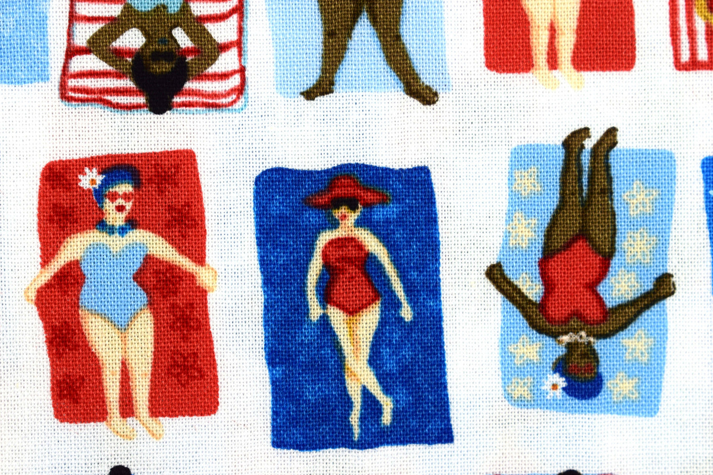 Sunbathing fabric , Quilting fabric, cotton fabric, bathing beauties - Price by the Half Metre The Quilt Sanctuary
