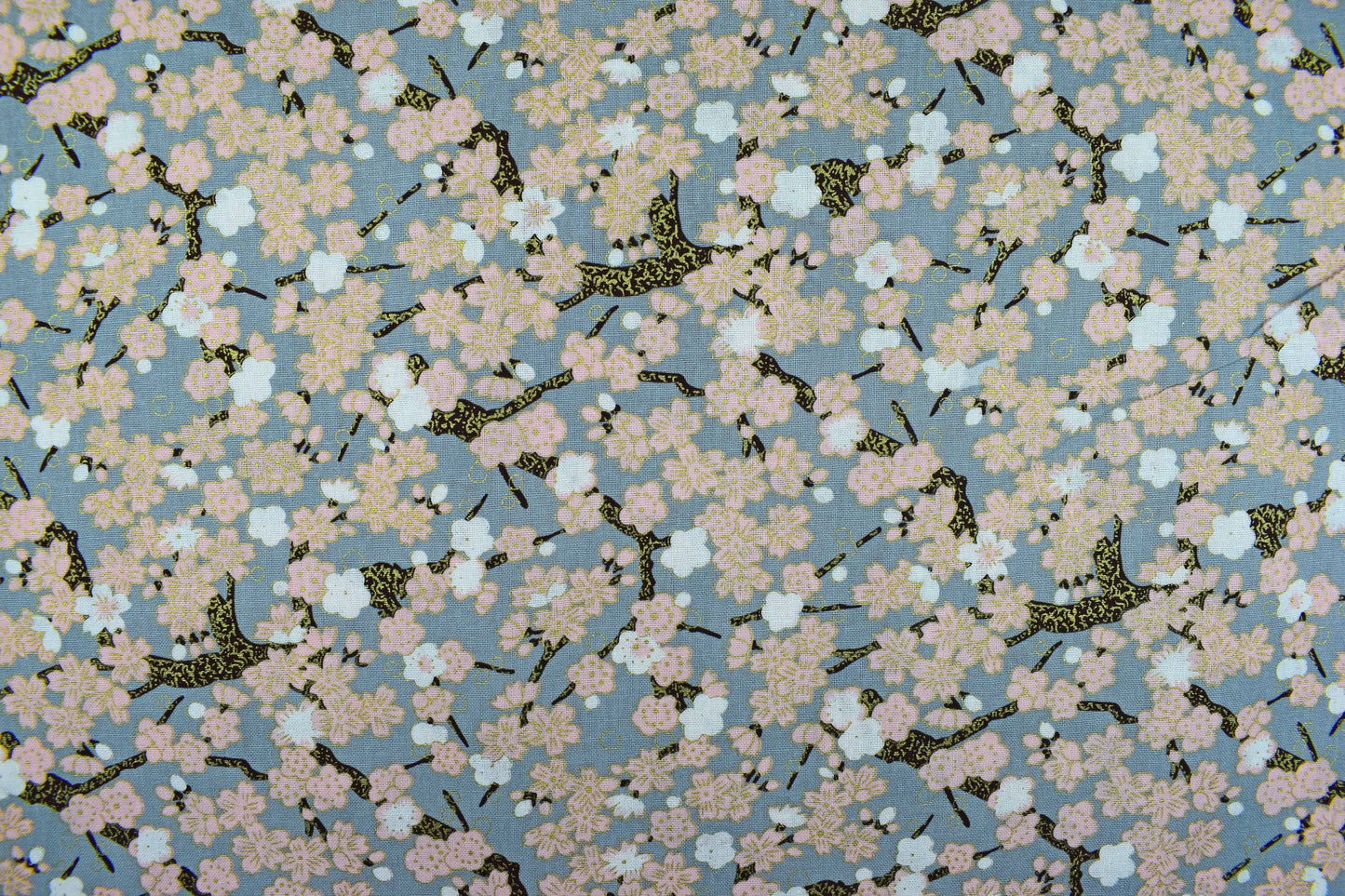 Japanese Cherry Blossom, Metallic quilting fabric, 100% Cotton, 58" (147cm) Wide - Price by the Half Metre The Quilt Sanctuary