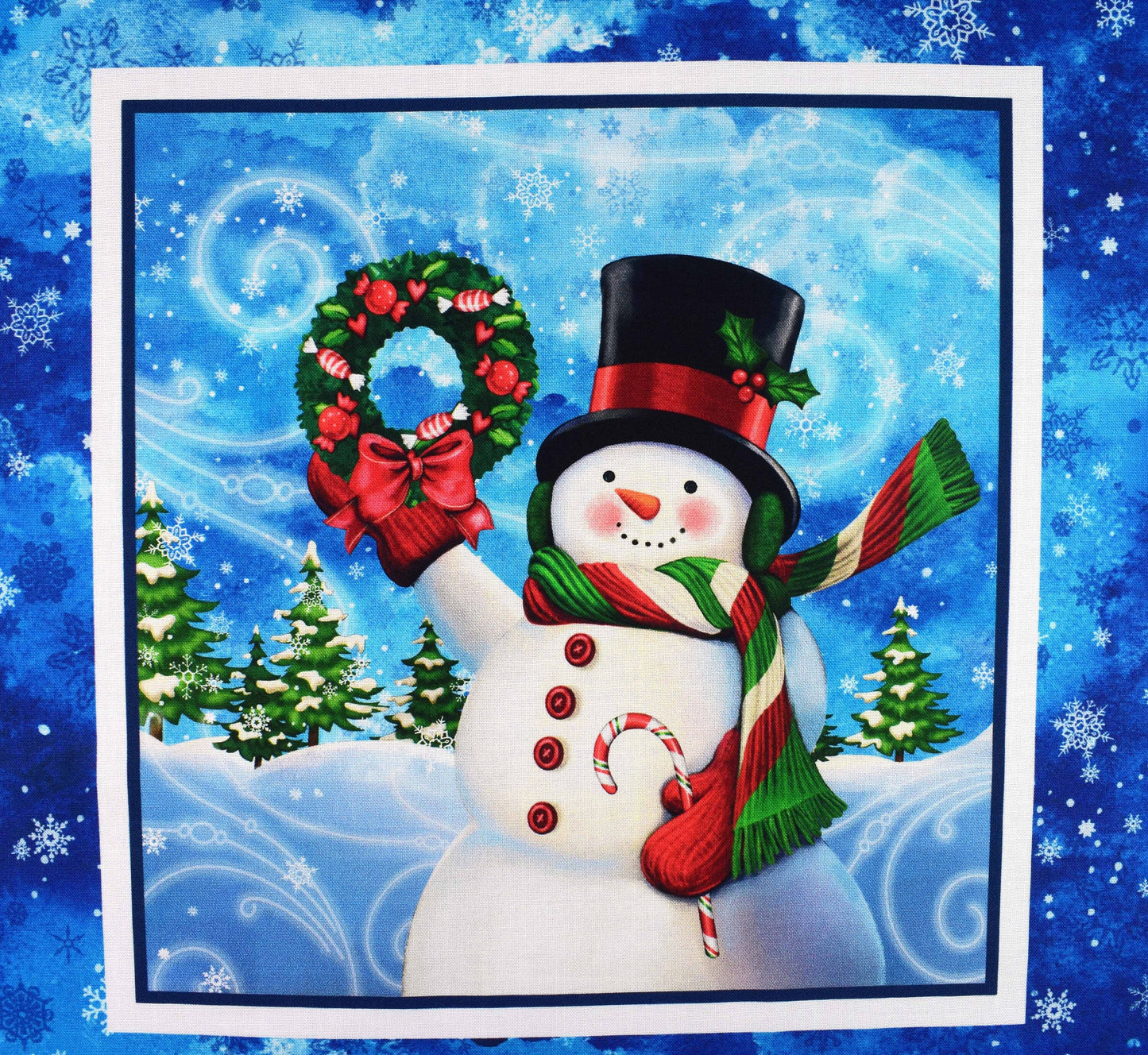 Snowman fabric panel, Christmas novelty fabric panel, Snowman picture patch The Quilt Sanctuary