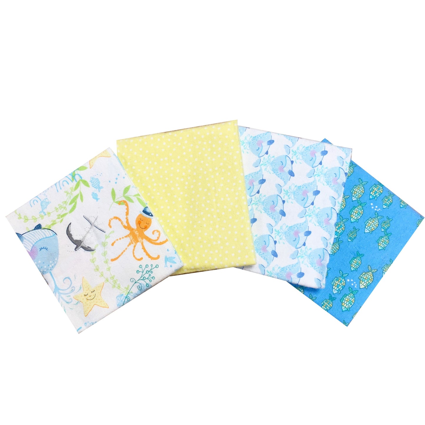 seaside fat Quarter Bundle, cotton flannel, octopus fabric, childrens flannel The Quilt Sanctuary