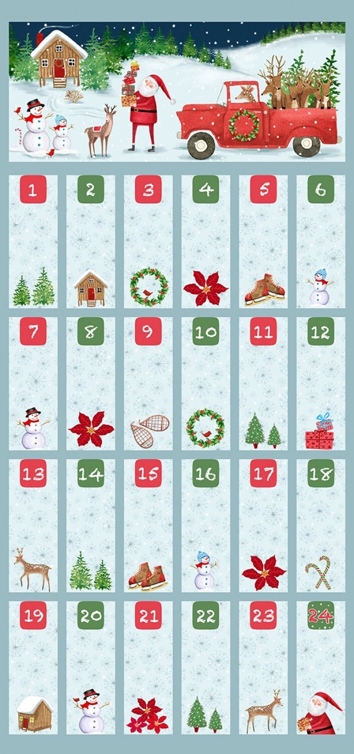 Santa Clause advent calendar panel, reusable advent calendar, Santas pickup truck The Quilt Sanctuary