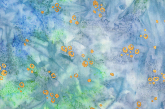 Divine Metallic Small Bubbles Batik, Tonga batiks, quilting fabric, green blue Batik print - Price by the Half Metre The Quilt Sanctuary