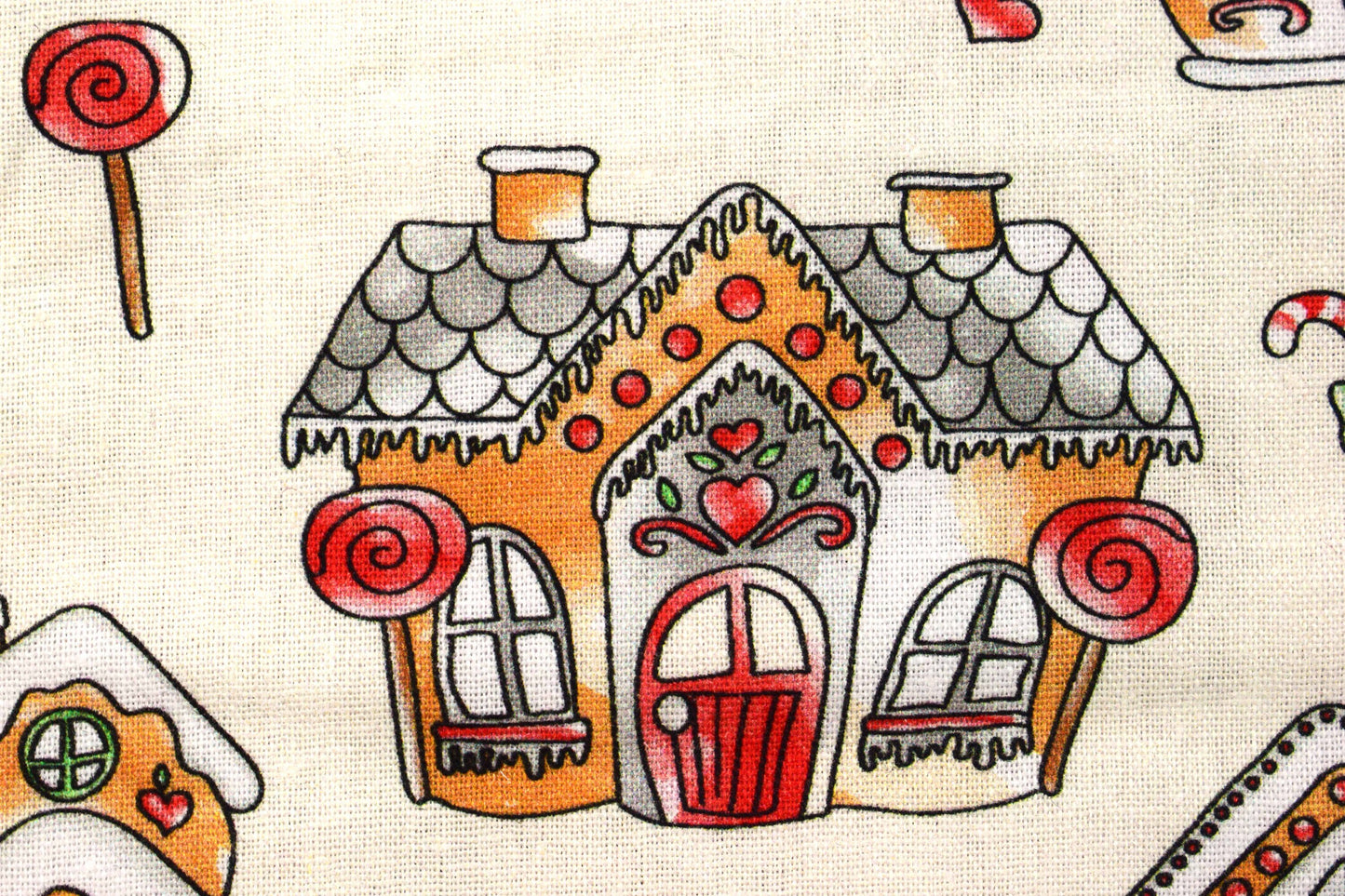 Gingerbread house Fabric, Traditional Christmas fabric, quilting fabric, - Price by the Half Metre The Quilt Sanctuary