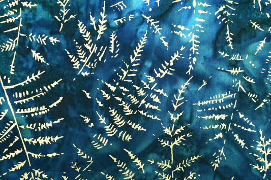 Wizard Metallic Ferns Batik, Tonga batiks, quilting fabric - Price by the Half Metre The Quilt Sanctuary