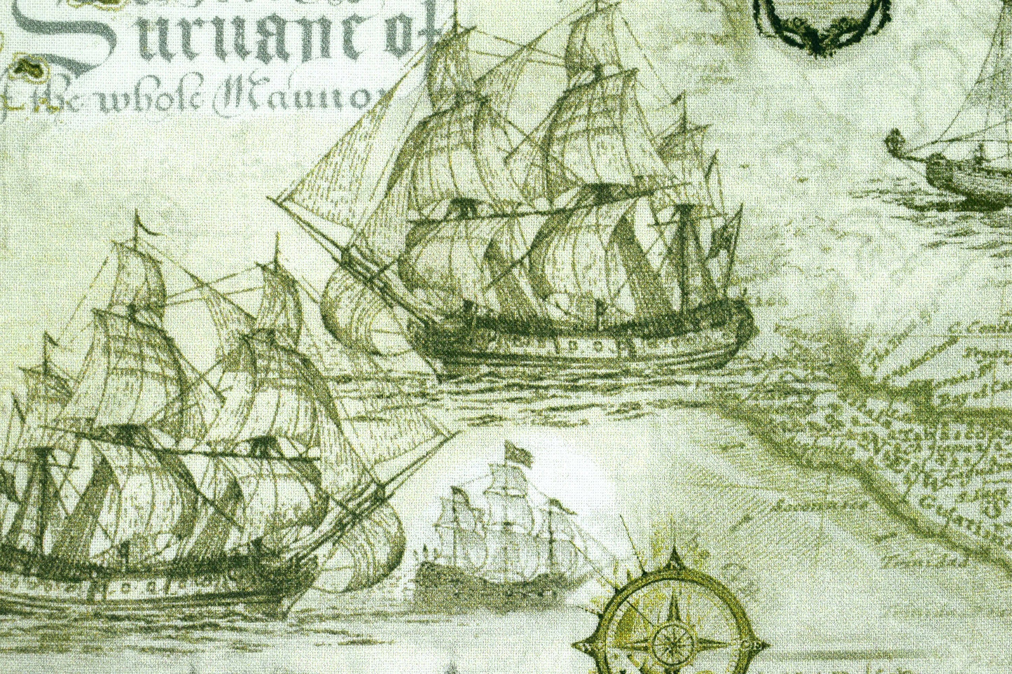 Treasure map fabric, cotton quilting fabric, antique map fabric - Price by the Half Metre The Quilt Sanctuary