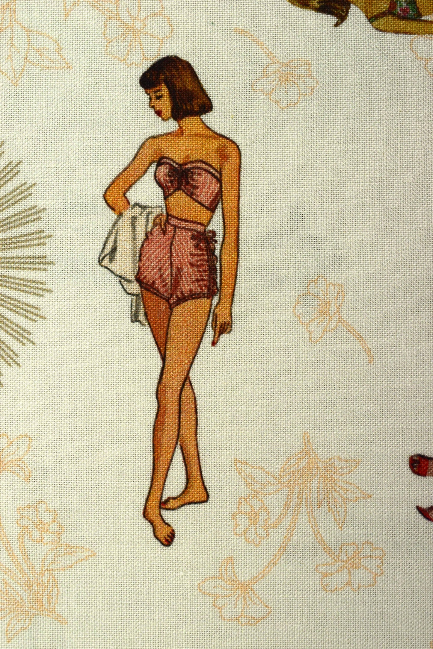 Floral Fabric, Simplicity vintage fabrics, At the beach 1950's fashion, quilting fabric - Price by the Half Metre The Quilt Sanctuary