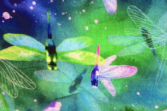 Dragonfly fabric, wadding with water lilies, Quilting fabric, cotton fabric, Hoffman fabrics - Price by the Half Metre The Quilt Sanctuary