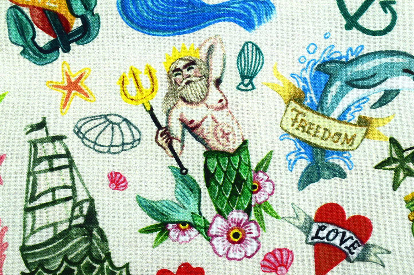 Sailor fabric, Merman Fabric , Quilting fabric, cotton fabric, You're a catch by Dear Stella - Price by the Half Metre The Quilt Sanctuary