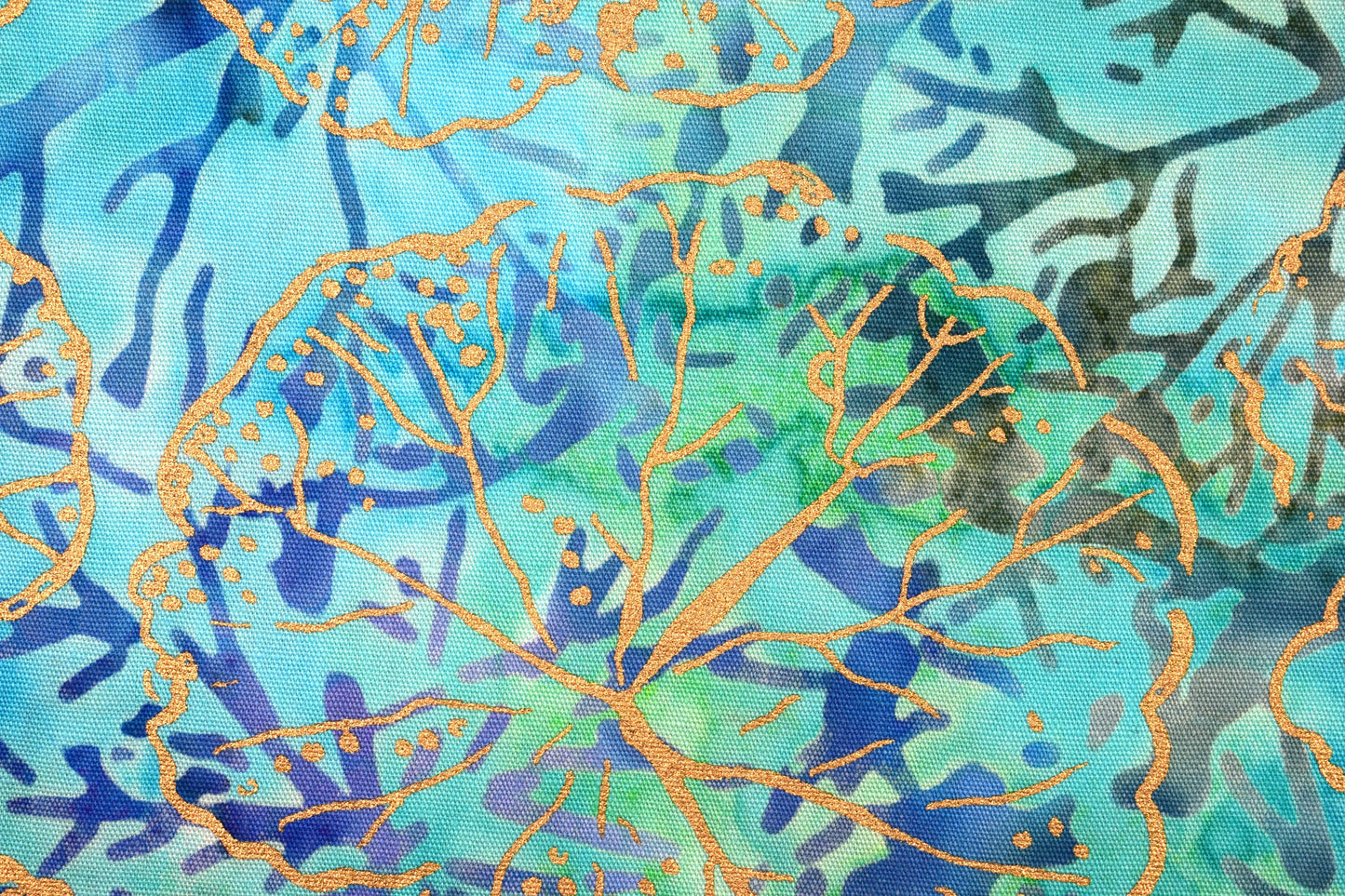 turquoise batik, charm Metallic floral Batik, Tonga batiks, quilting fabric, - Price by the Half Metre The Quilt Sanctuary