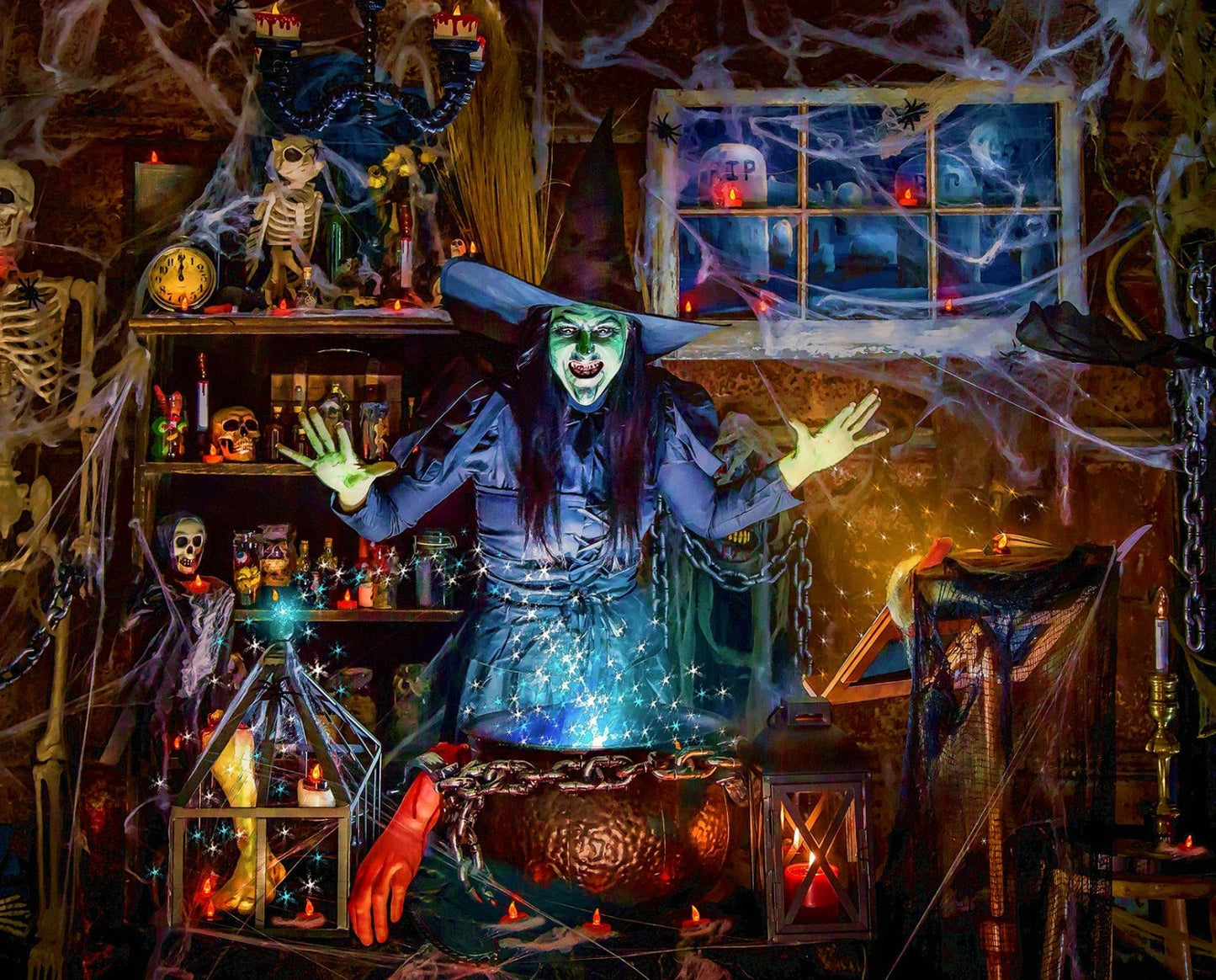 Witches fabric panel, Quilting panel, Halloween digital panel The Quilt Sanctuary