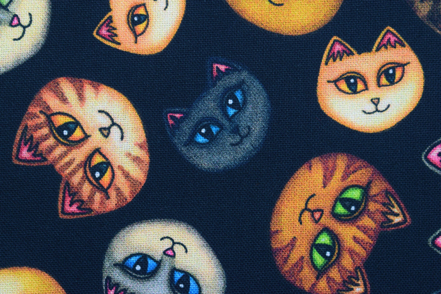 cat portrait fabric, Quilting fabric, cotton fabric, quilting treasures, feline fabric, Meow - Price by the Half Metre The Quilt Sanctuary